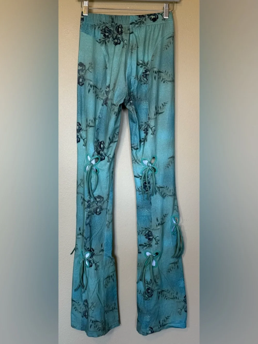 J.Kim Green Blue Printed Cut Out Flare Lounge Pants Size Medium - Picture 3 of 7